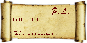 Pritz Lili névjegykártya